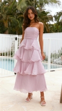 Purple Off Shoulder Ruffles Pleated Women Vacation Sexy Long Dress