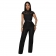 Black Short Sleeve Lace Hollow Out Solid Sexy Street Wide Leg Jumpsuits