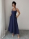 Royal Blue Straps Low Cut Sexy Women Pleated Casual Midi Dress