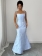 Blue Straps Low Cut Lace Bodycon Women Evening Party Prom Long Dress