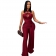 Red Off Shoulder Cut Out Halter Snatched Bodycon Sexy Party Jumpsuit