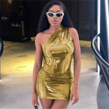 Gold Sleeveless Gilding Sexy Women Party Clubwear