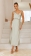 Light Green Straps Low Cut Pleated Luxury Satin Birthday Midi Dress