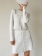 White Long Sleeve Two Pieces Pearl Crewneck Knit Cardigan with A-Line Elegant Mini Dress