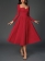 Red Square Neck Long Sleeve Backless Lace Up Pleated Luxury Midi Dress