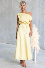 Yellow Off Shoulder Fashion Women Vacation Party Long Dress