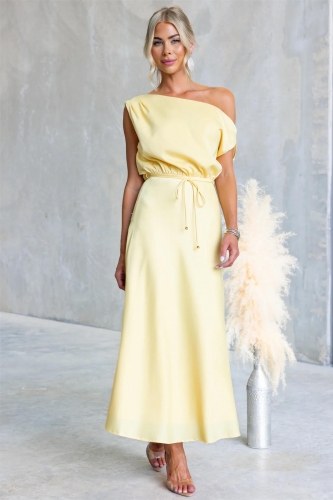 Yellow Off Shoulder Fashion Women Vacation Party Long Dress