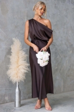 Brown Off Shoulder Fashion Women Vacation Party Long Dress