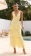 Yellow Deep V Neck Straps Ruffles Pleated Holiday Maxi Dress