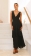 Black Deep V Neck Straps Ruffles Pleated Holiday Maxi Dress