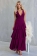 Purple Deep V Neck Straps Ruffles Pleated Holiday Maxi Dress