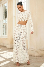 White Lace Hollow Out French Styles Two Pieces Fishtall Sexy Long Dress