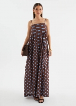 Brown Printed Polka Dot Fashion Women's Vacation Maxi Dress