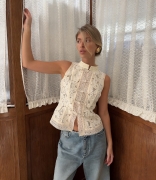Aprioct Sleeveless Lace Crochet Fashion Women Casual Tops
