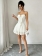 Beige Off Shoulder Lace Hollow Out Sexy Cute Birthday Mini Dress
