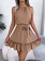Khaki Sleeveless Casual Women Holiday Fashion Pleated Mini Skirt
