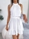 White Sleeveless Casual Women Holiday Fashion Pleated Mini Skirt