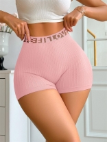 Pink Knit Letter LOVE Casual Sports Shorts Sexy Boxsers