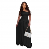 Black Long Sleeve Ruffles Women Elegant Party Evening Gowns Prom Dress