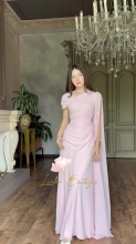 Pink Short Sleeve Mesh Ruched Women Bodycon Evening Luxury Maxi Dress