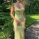 Yellow Printed Straps Low Cut Bodycon Party Vacation Long Dress