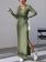 Green Long Sleeve V Neck Knitting Bodycon Women Midi Casual Dress
