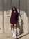 Wine Red Long Sleeve Knit Single Breast V Neck Ruffles Party Casual Mini Dress
