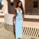 Blue Straps Lace V Neck Bodycon Hollow Out Evening Maxi Dress