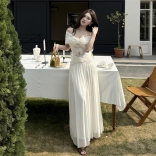 White Off Shoulder Lace Hollow Out Sexy Luxury Women Princess Formal Birthday Long Dress