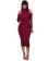 Wine Red Long Sleeve Cut-Off Bodycon Midi Dress