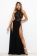 Black Lace Backless Hight Slit Evening Dress