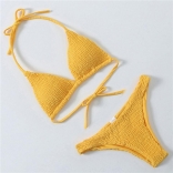 Yellow Pleating Triangle Bikini