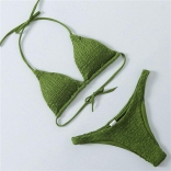 Green Pleating Triangle Bikini