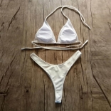 White Pleating Triangle Bikini