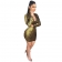 Golden Long Sleeve Deep V-Neck Sequins Bodycons Mini Dress