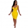 Yellow Sleeveless Halter Low-Cut Bodycons Mini Dress