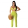 Yellow Halter Bras Knitting Hollow-out Sexy Women Jumpsuit