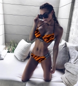 Orange Halter Sexy Printed LOVE Women Bikinis