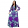 Purple Long Sleeve V-Neck Chiffion Printed Maxi Dress
