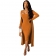 Orange Long Sleeve Velvet Bodycon Midi Catsuit Dress