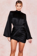 Black Long Sleeve O-Neck Fashion OL Dress