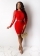 Red Long Sleeve Mesh O-Neck Women Bodycons Mini Dress