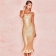 Golden Off-Shoulder Bandage Girding Sexy Midi Dress