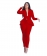 Red Long Sleeve V-Neck 2PCS Women Fashion Business Suits