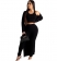 Black Long Sleeve 3PCS Halter Tops Cotton Sexy Catsuit Dress