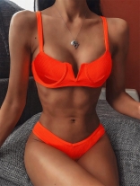 Orange Halter V Sexy Swimwear