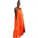 Orange Halter V-Neck Women Fashion Maxi Dress