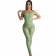 Green Halter Low-Cut Sleeveless Bodycons Mesh Sexy 2PCS Jumpsuit