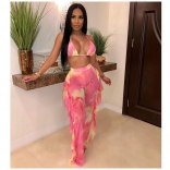 Pink Halter Printed Sexy Foral Women Jumpsuit With Pant
