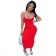 Red Sleeveless Halte Low-Cut Bodycons Midi Dress